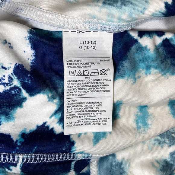 Old Navy Active Blue and White TyeDye Leggings Adjustable Cinch Legs Size Large - Picture 9 of 16